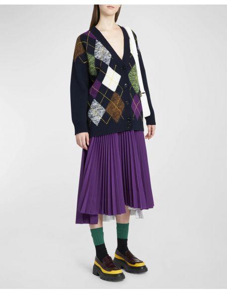 CARDIGAN BLUE BASE MULTICOLOR RHOMBUS