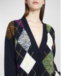 CARDIGAN BLUE BASE MULTICOLOR RHOMBUS