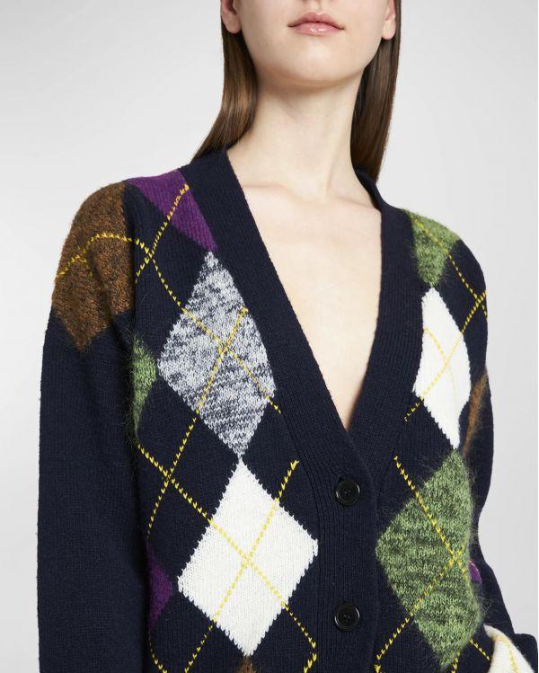 CARDIGAN BLUE BASE MULTICOLOR RHOMBUS