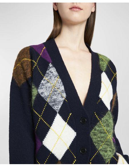 CARDIGAN BLUE BASE MULTICOLOR RHOMBUS