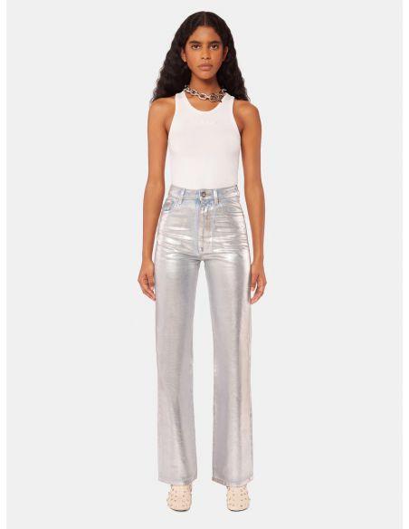 PANTALON FLARE METALLIC SILVER