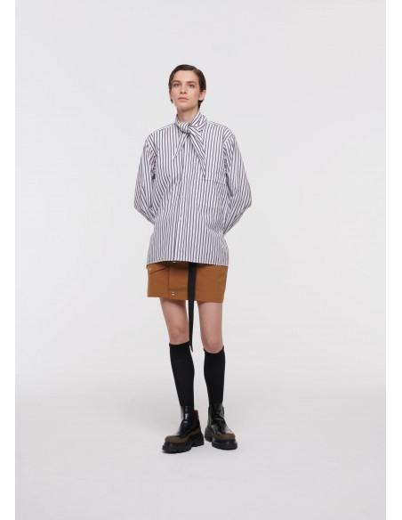 CHEMISE STRIPED POPLIN WHITE BLACK