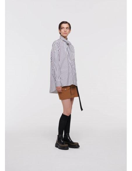 CHEMISE STRIPED POPLIN WHITE BLACK