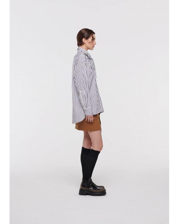 CHEMISE STRIPED POPLIN WHITE BLACK