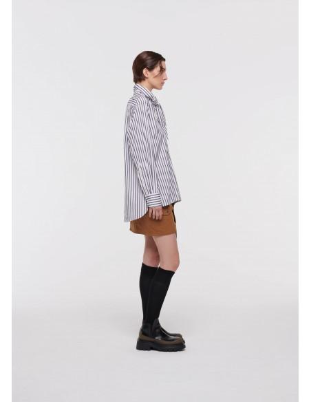 CHEMISE STRIPED POPLIN WHITE BLACK
