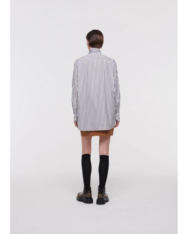 CHEMISE STRIPED POPLIN WHITE BLACK