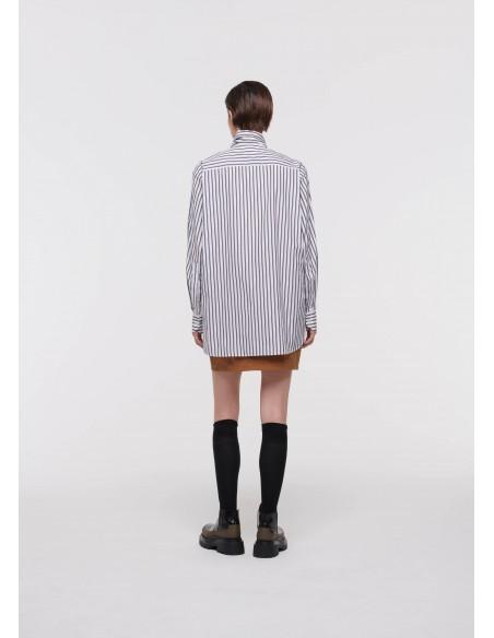 CHEMISE STRIPED POPLIN WHITE BLACK