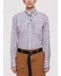 CHEMISE STRIPED POPLIN WHITE BLACK