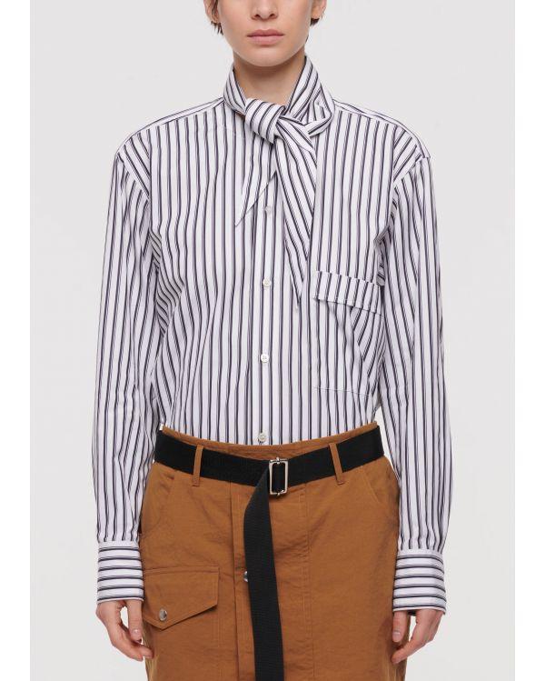 CHEMISE STRIPED POPLIN WHITE BLACK 2