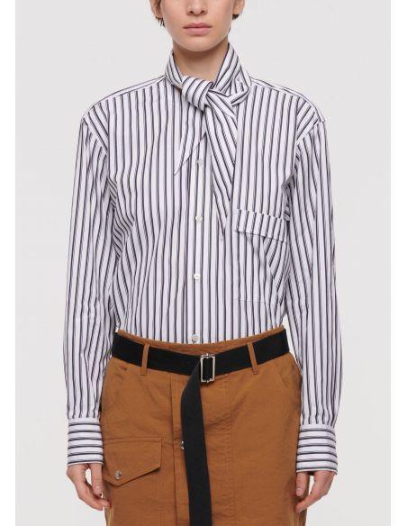 CHEMISE STRIPED POPLIN WHITE BLACK