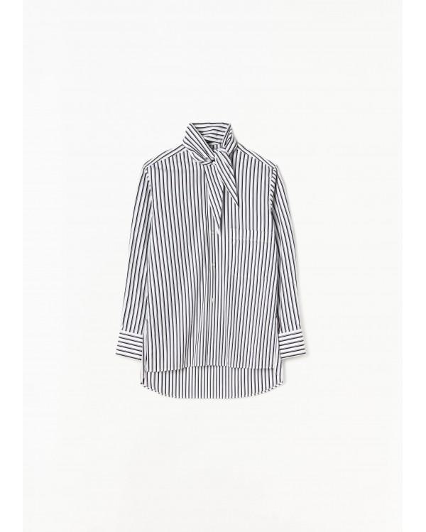 CHEMISE STRIPED POPLIN WHITE BLACK