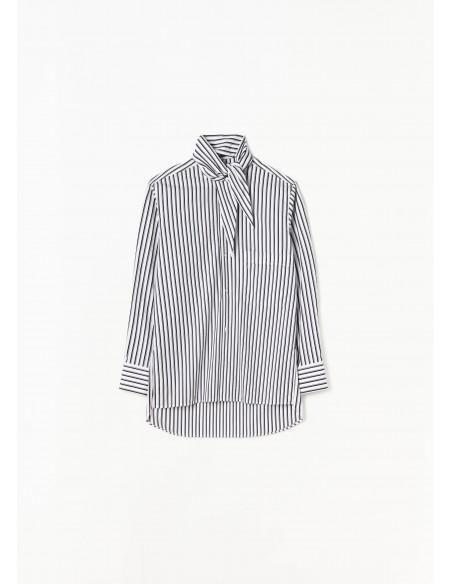 CHEMISE STRIPED POPLIN WHITE BLACK
