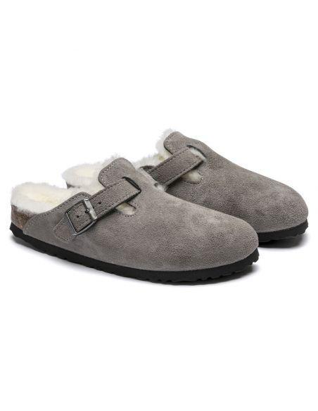 MULES BOSTON SHEARLING STONE COIN