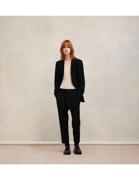BLACK ELASTIC WAIST PANTS