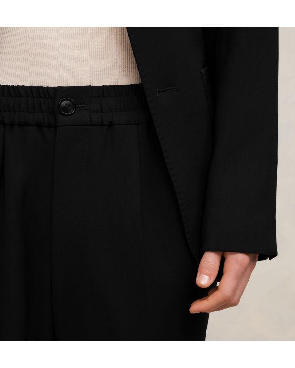 BLACK ELASTIC WAIST PANTS