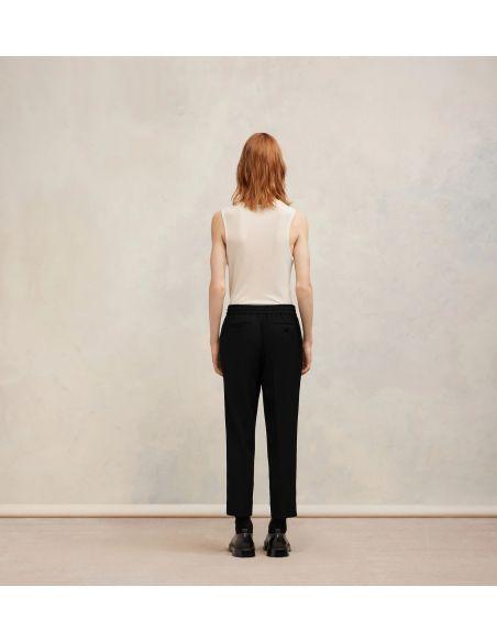 BLACK ELASTIC WAIST PANTS