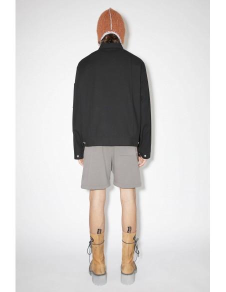BLACK COTTON BLEND OVERSHIRT
