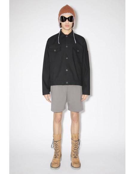 BLACK COTTON BLEND OVERSHIRT