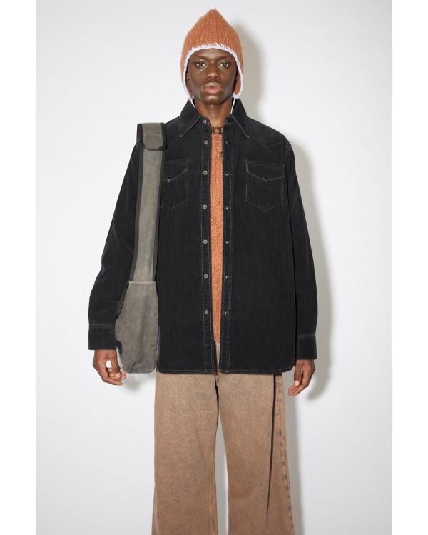 CORDUROY BUTTON DOWN SHIRT - BLACK