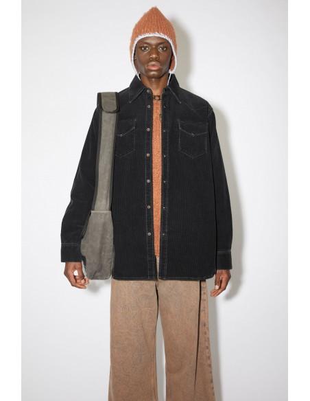 CHEMISE BOUTONNÉE EN VELOURS CÔTELÉ - NOIR