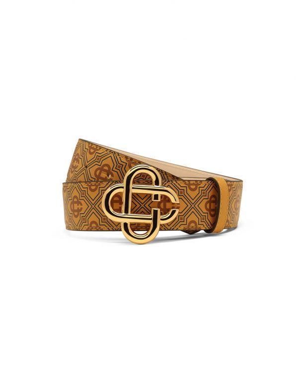 TAN MONOGRAM LEATHER BELT