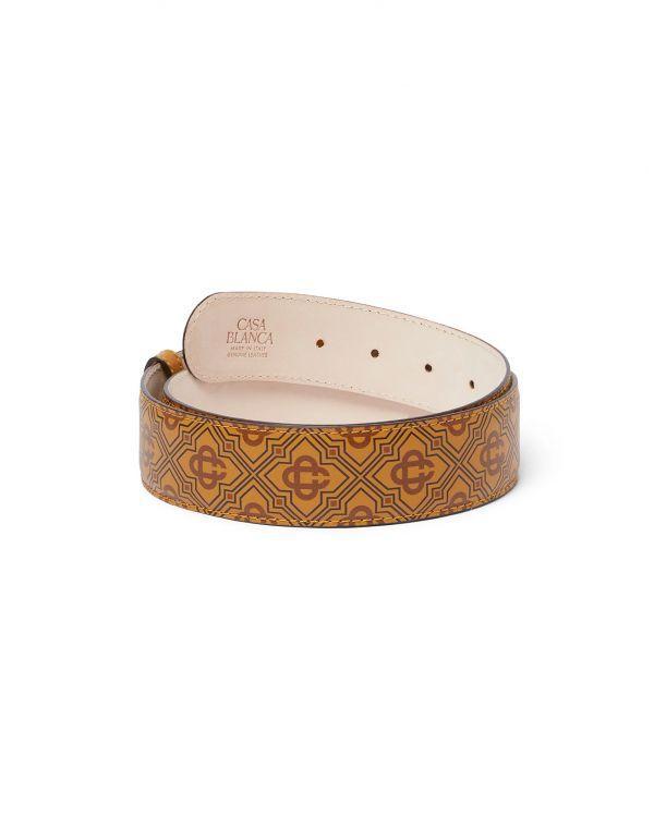 TAN MONOGRAM LEATHER BELT 2