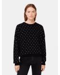 BLACK CRYSTAL-DECORATED WOOL SWEATER