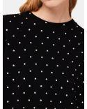 BLACK CRYSTAL-DECORATED WOOL SWEATER
