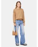 BEIGE CRYSTAL-DECORATED WOOL SWEATER