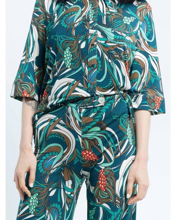 GIUDECCA trousers – Coral aqua green 2