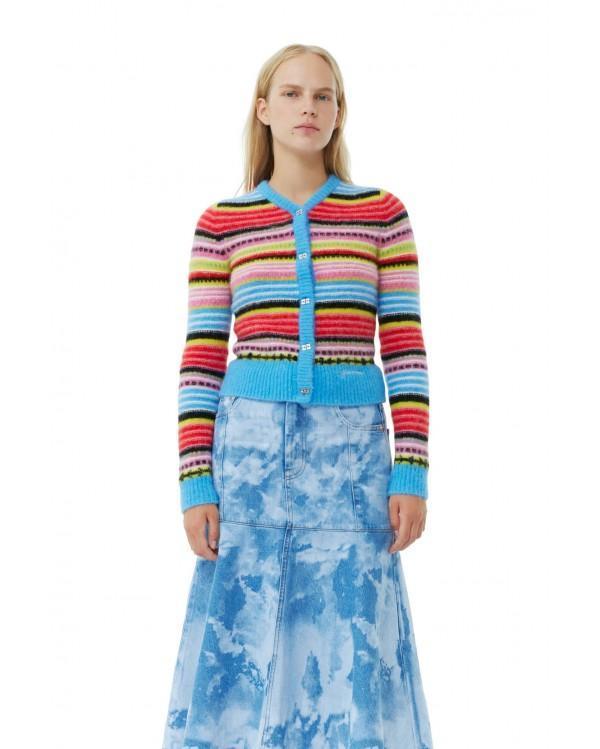 CARDIGAN STRIPED SOFT WOOL MULTICOLOUR