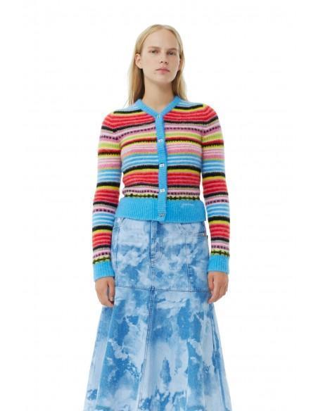 CARDIGAN STRIPED SOFT WOOL MULTICOLOUR