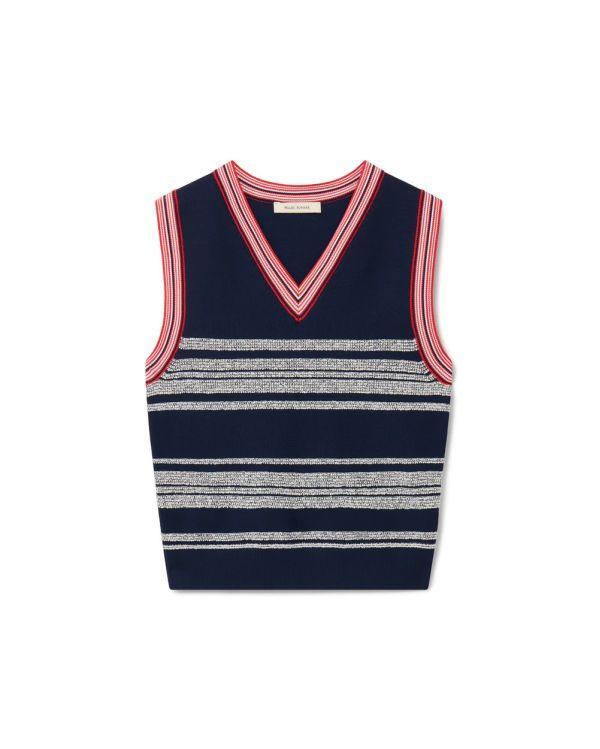 GILET TRICOT SHADE NAVY, RED AND WHITE