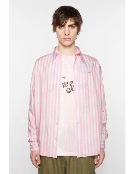 CHEMISE A RAYURES ROSE ET BLANCHE