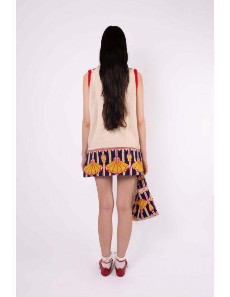 GILET SANS MANCHE ELISABETH ARTIST COLLABORATION ECRU RED