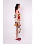 ELISABETH ARTIST COLLABORATION ECRU RED SLEEVELESS VEST