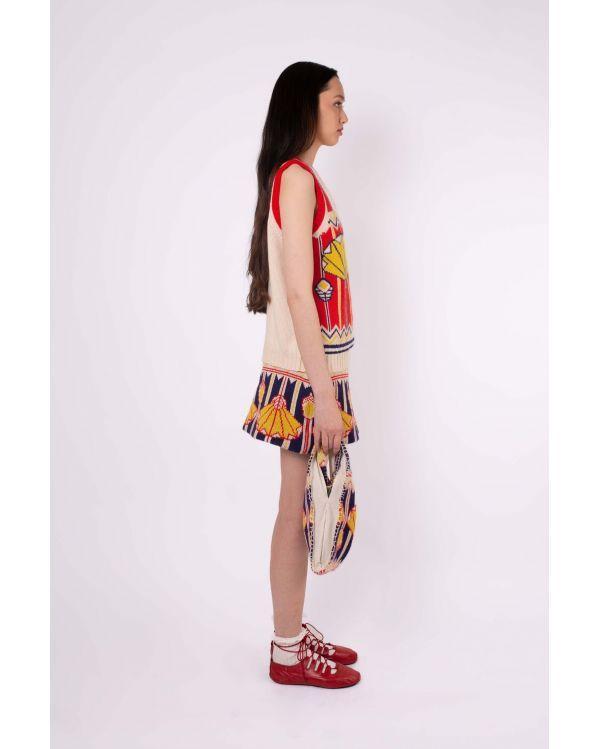GILET SANS MANCHE ELISABETH ARTIST COLLABORATION ECRU RED 2