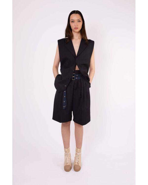 GILET SANS MANCHE FLORE NAVY