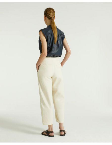 PANTALON GABARDINE DE COTON BEIGE