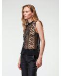 Black 3D Lace Knit Tank Top