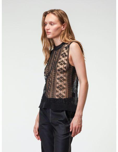 Black 3D Lace Knit Tank Top
