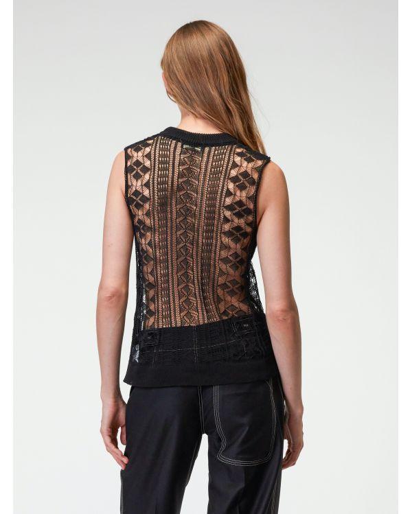 Débardeur en tricot dentelle 3D Noir