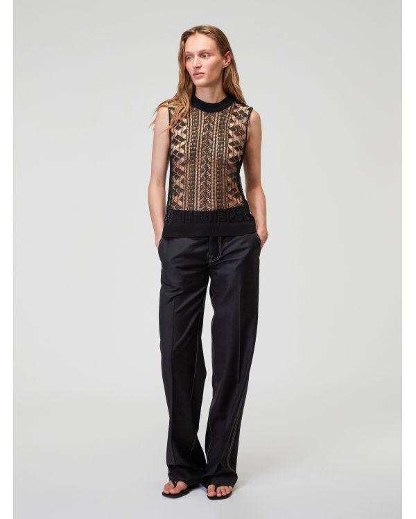 Black 3D Lace Knit Tank Top 2