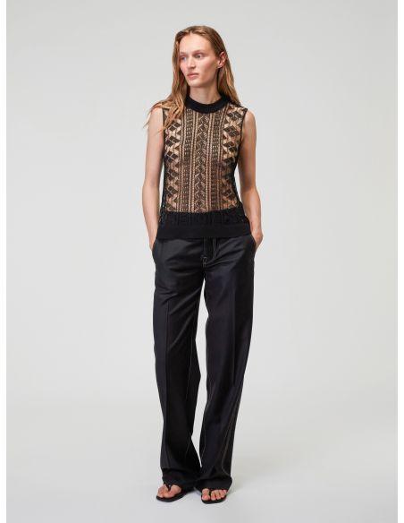 Black 3D Lace Knit Tank Top