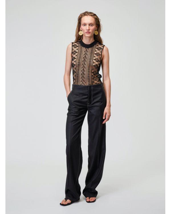 Débardeur en tricot dentelle 3D Noir
