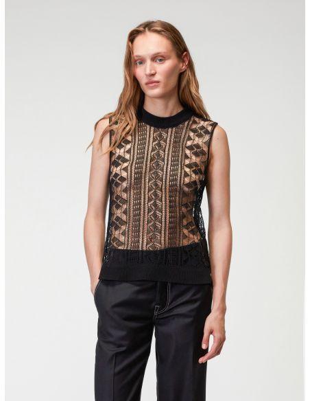 Black 3D Lace Knit Tank Top