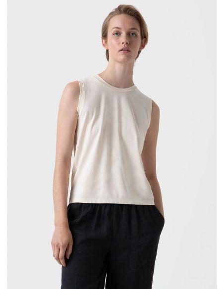 BOY FIT ECRU TANK TOP T-SHIRT