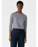 T-SHIRT COL BATEAU BLANC ET BLEU MARINE