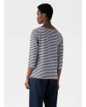 T-SHIRT COL BATEAU BLANC ET BLEU MARINE