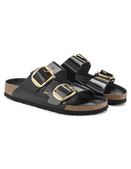 SANDALES ARIZONA BIG BUCKLE HIGH SHINE BLACK
